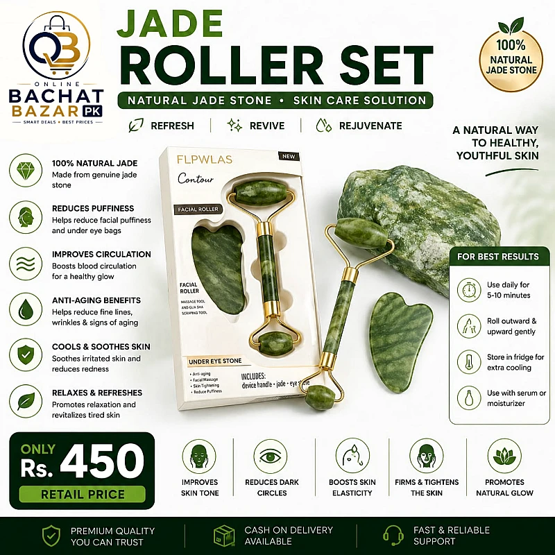 Gua Sha Facial Massage Tool and Jade Roller Set - Product Image