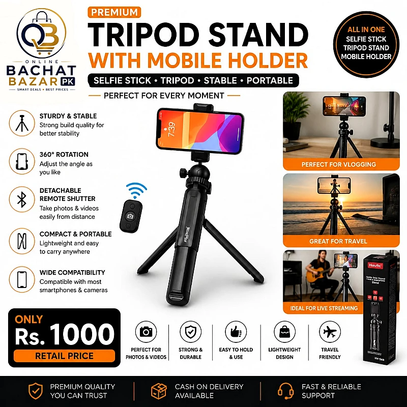 Premium Tripod Stand with Mobile Holder - Product Image